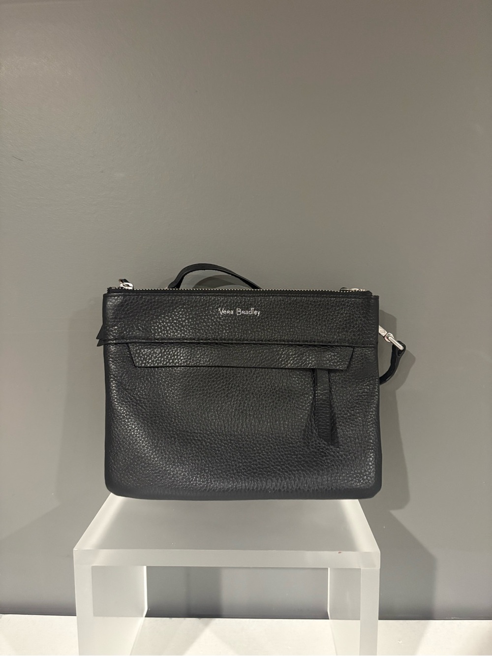 Vera Bradley Black Pebbled Leather Triple-Bag Crossbody